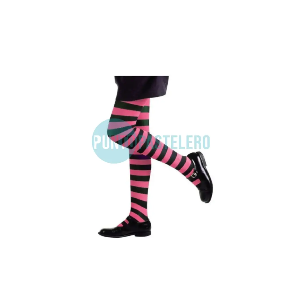 MEDIAS BUCANERAS RAYADAS NEGRAS Y ROSAS (PARTY STORE)