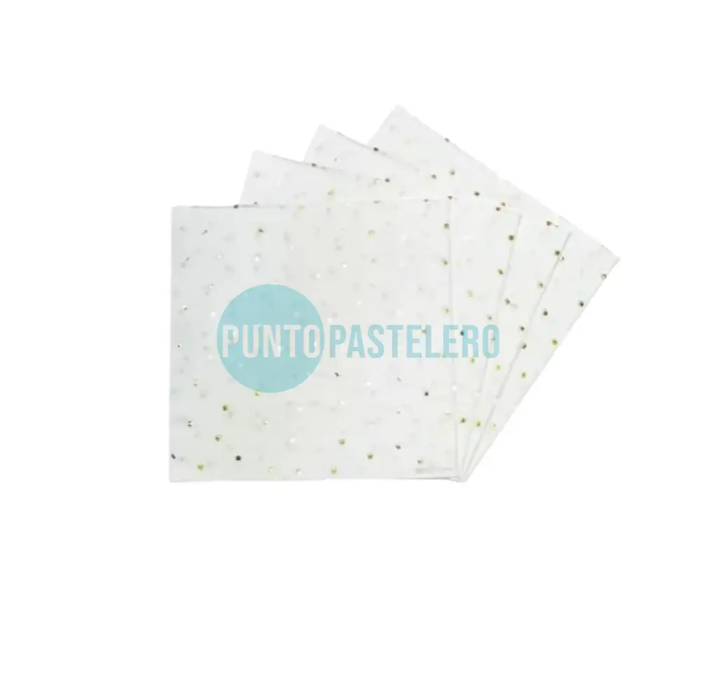 SERVILLETA DE PAPEL "PUNTOS DORADOS" (X 12 U.) (25X25 CM)