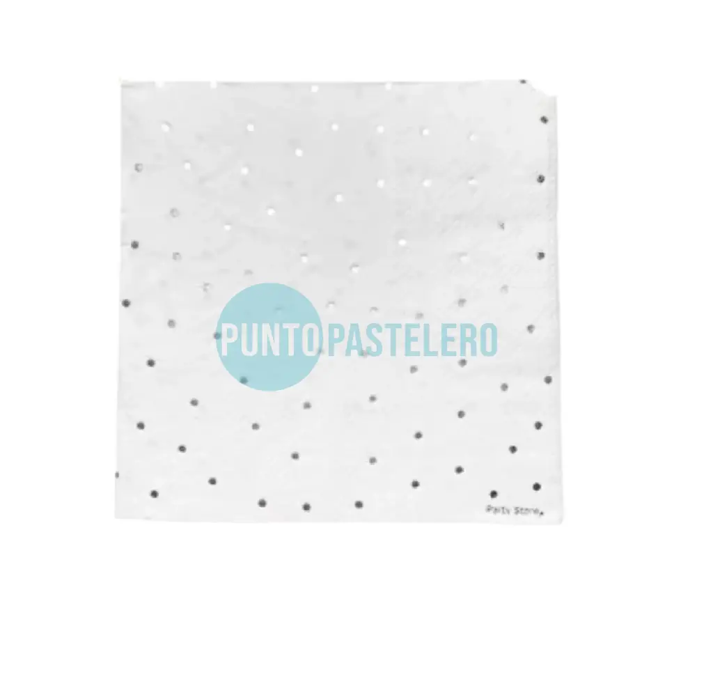 SERVILLETA DE PAPEL "PUNTOS PLATEADOS" (X 12 U.) (25X25 CM)