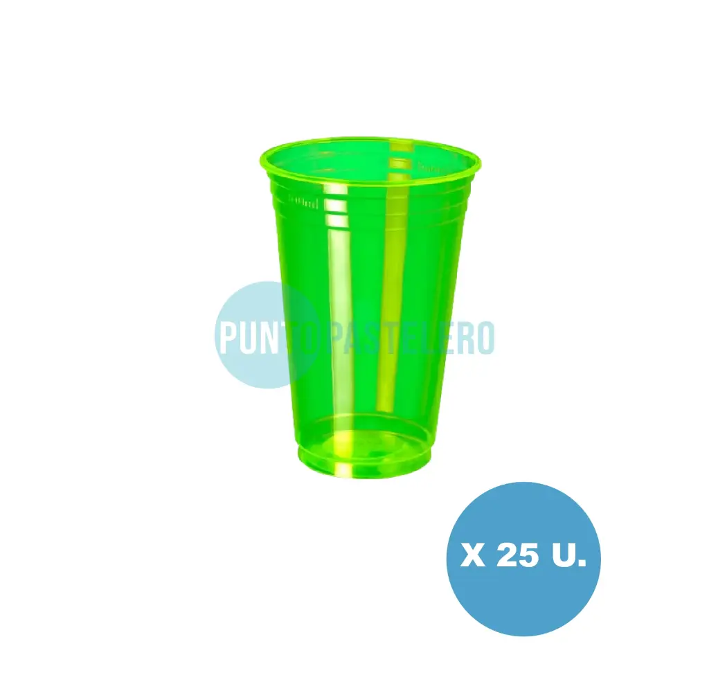 VASO NEON VERDE 300 ML (BALADA) (X 25 U.)