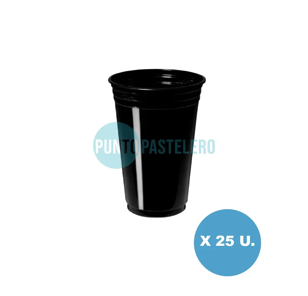VASO NEON NEGRO 300 ML (BALADA) (X 25 U.)