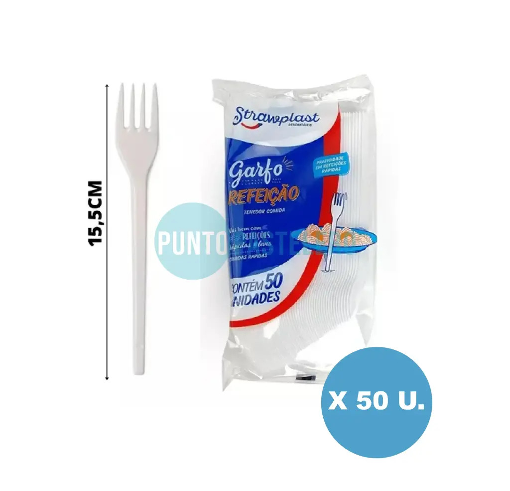 TENEDOR PLASTICO STRAWPLAST (X 50 U.)