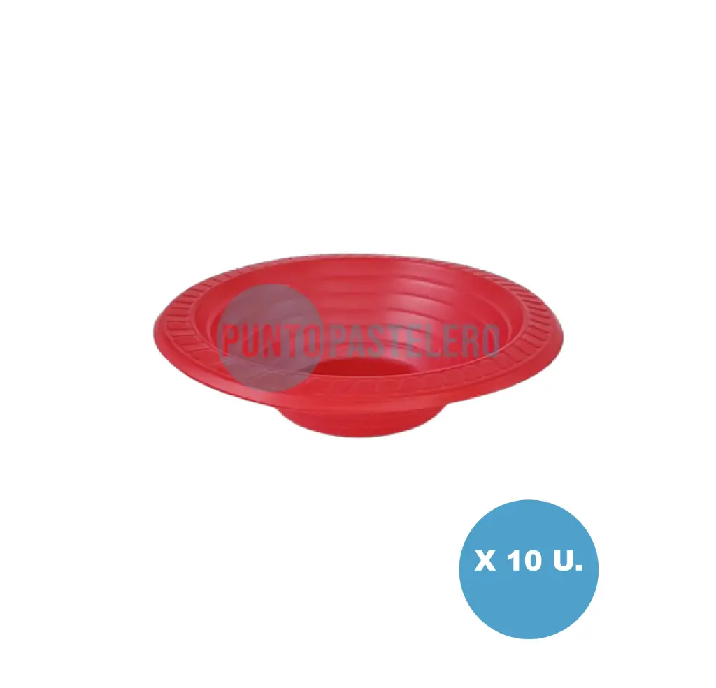 PLATO COMPOTERA DESCARTABLE ROJO COPOBRAS (X 10 U.)