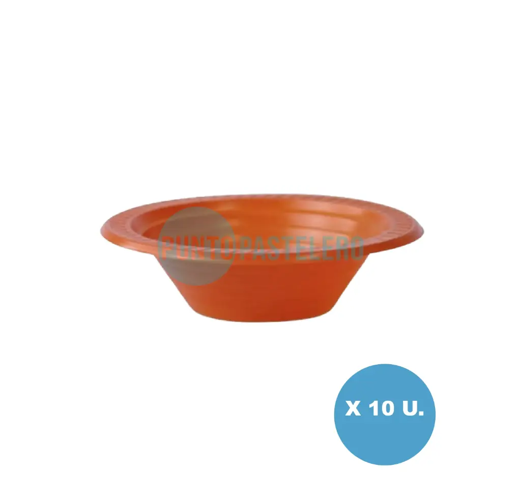 PLATO COMPOTERA DESCARTABLE NARANJA COPOBRAS (X 10 U.)
