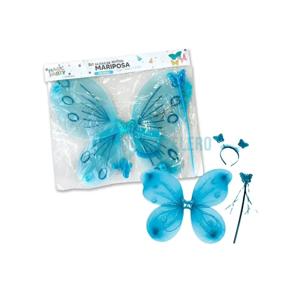ALAS MARIPOSA COLORES VARIOS (ALAS + VINCHA + VARITA)