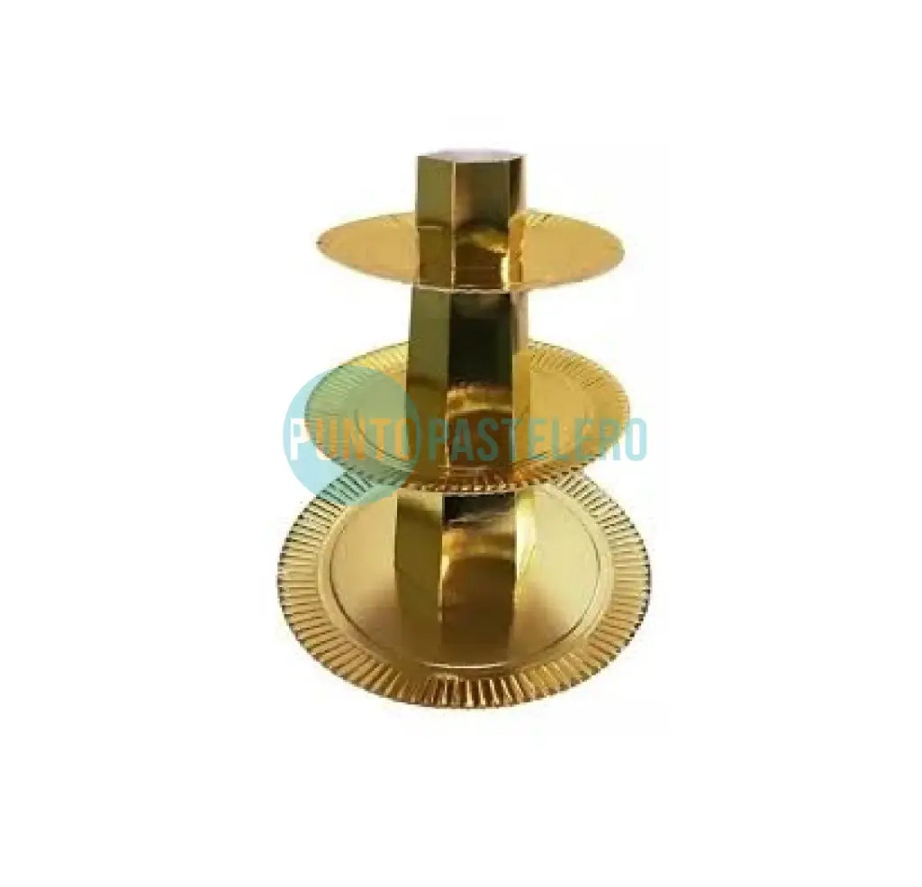 BANDEJA DORADA PARA CUPCAKES 3 PISOS