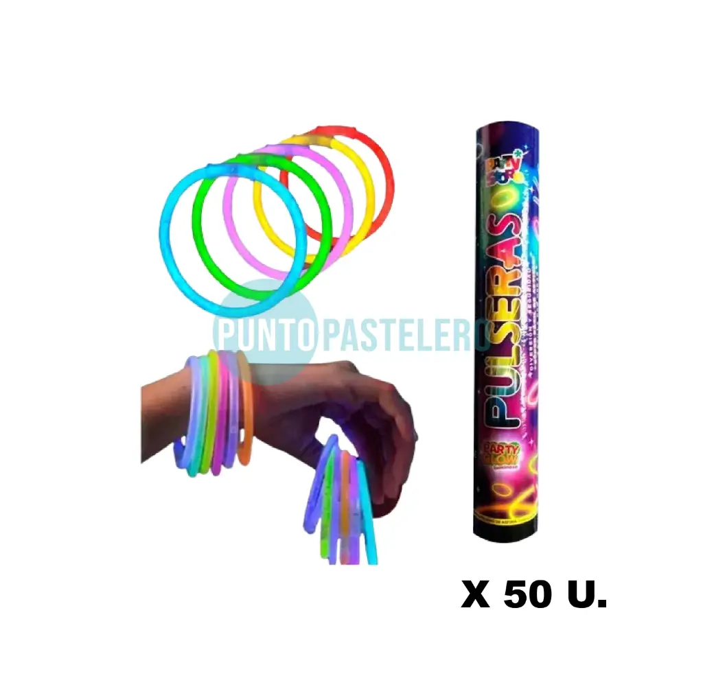 TUBO PULSERAS QUIMICAS NEON (X 50 U.)