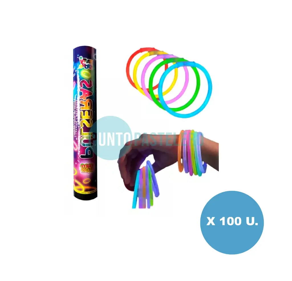 TUBO PULSERAS QUIMICAS NEON (X 100 U.)