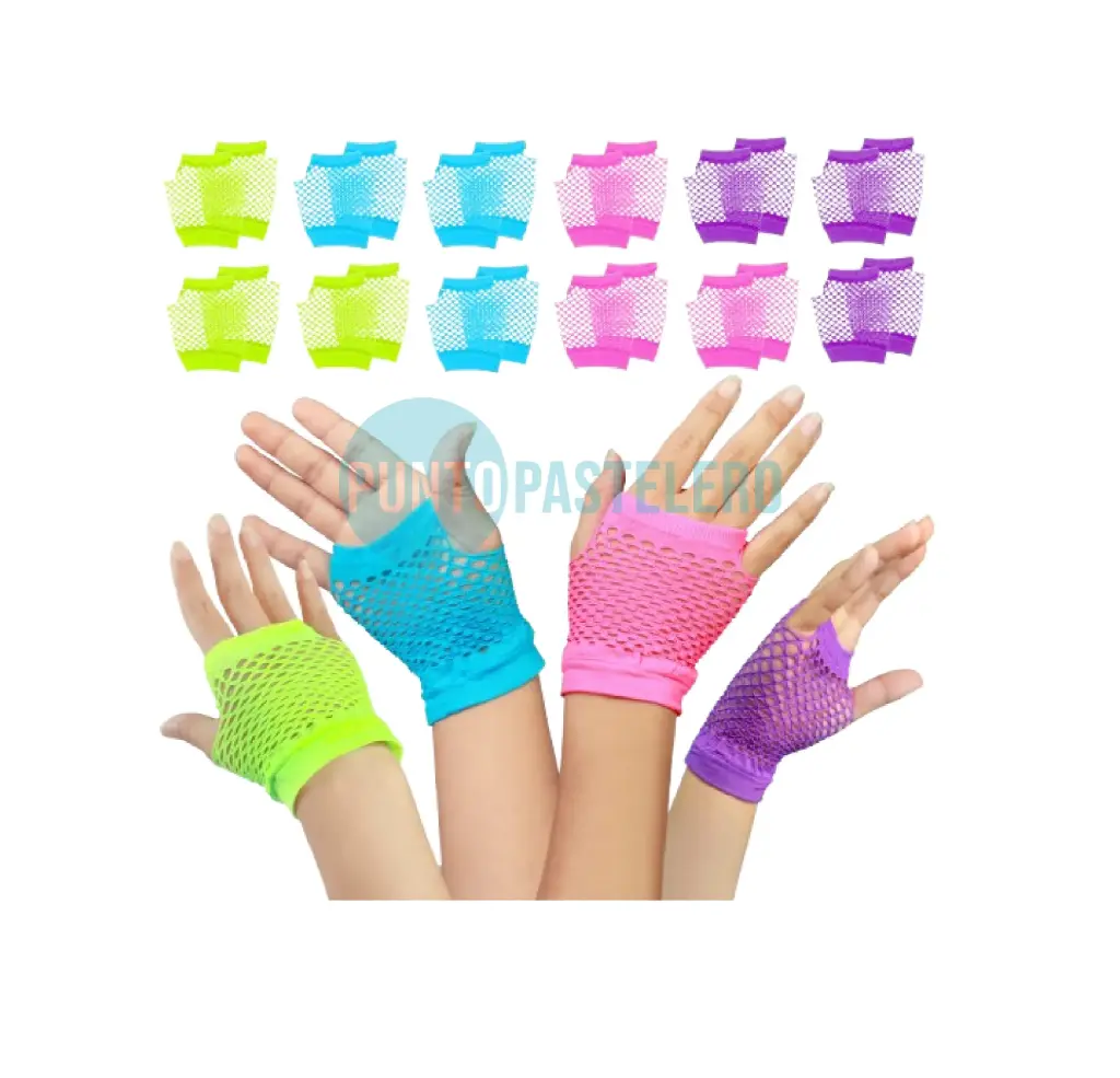 GUANTES CORTOS DE RED FLUO PASTEL (COLORES SURTIDOS)