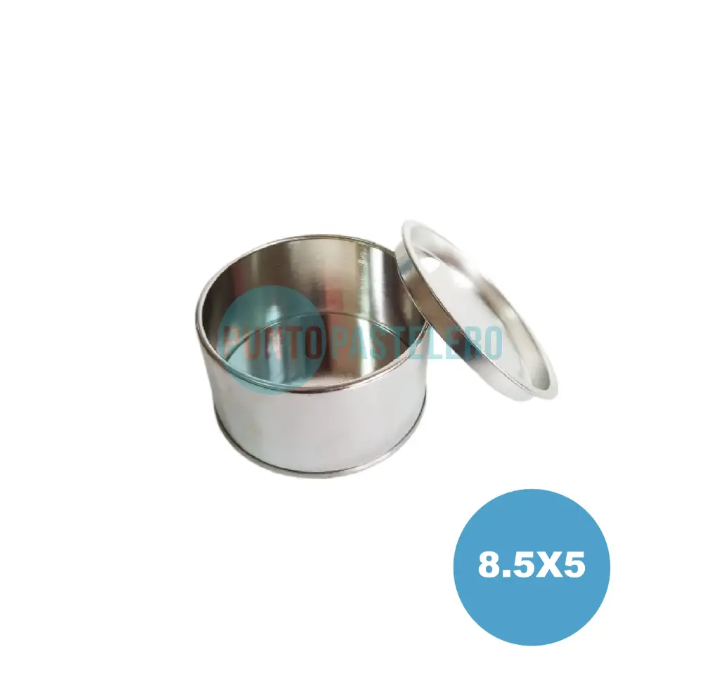 LATA PLATEADA CON TAPA PORTA VELA (8.5 X 5 CM)