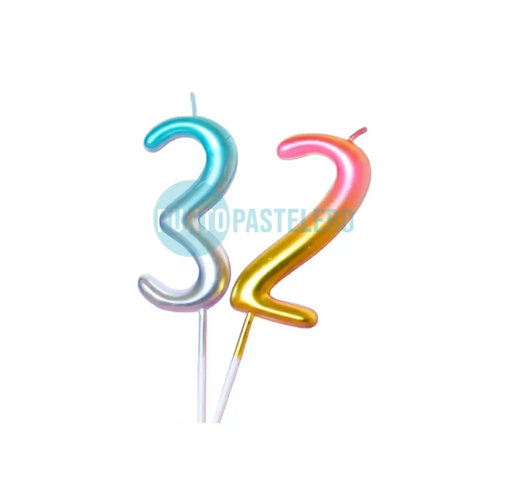 VELA NUMERO DEGRADE ROSA Y ORO "LONG NUMBER" (0 AL 9)