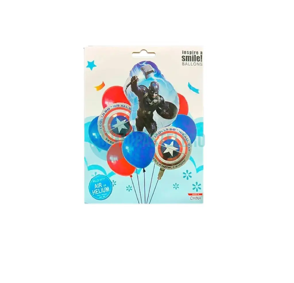 SET DE GLOBOS CAPITAN AMERICA (9 PIEZAS)