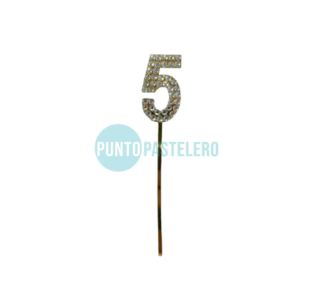 PINCHE ACRILICO NUMERO CON STRASS N°5