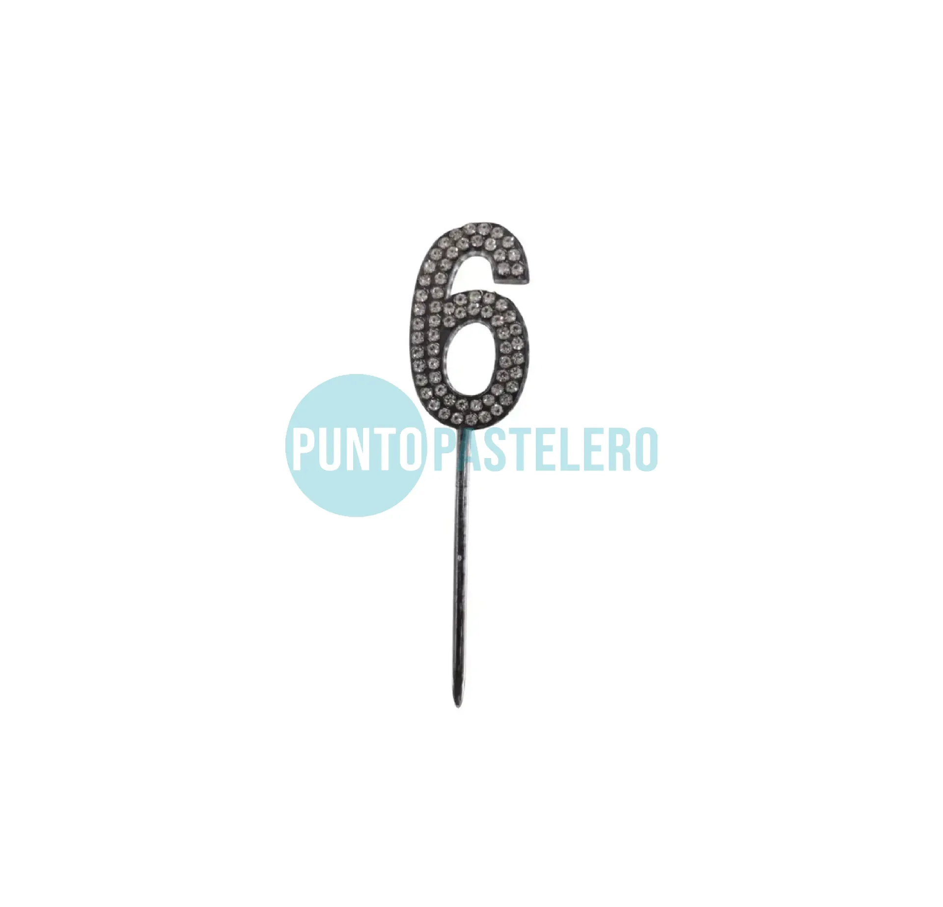 [JEFO3056] PINCHE ACRILICO NUMERO CON STRASS (N°6) (PLATA)