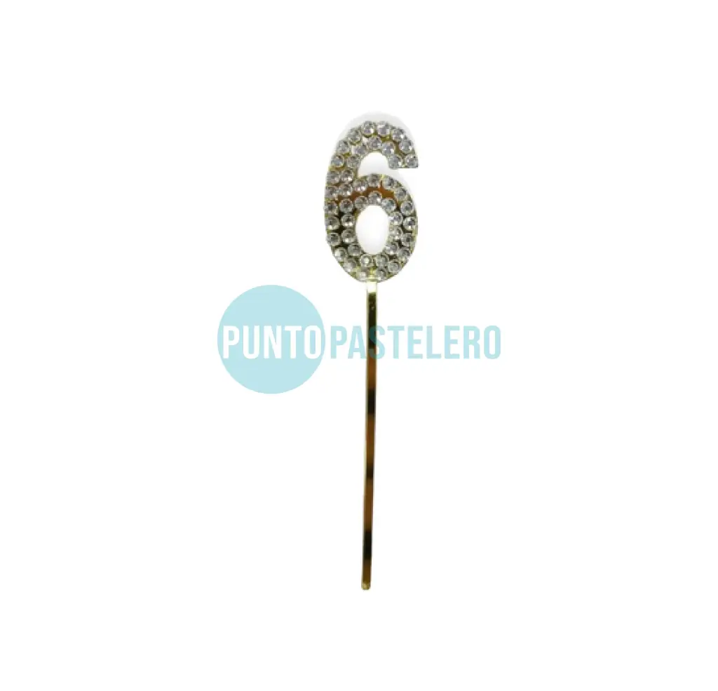 PINCHE ACRILICO NUMERO CON STRASS (N°6)