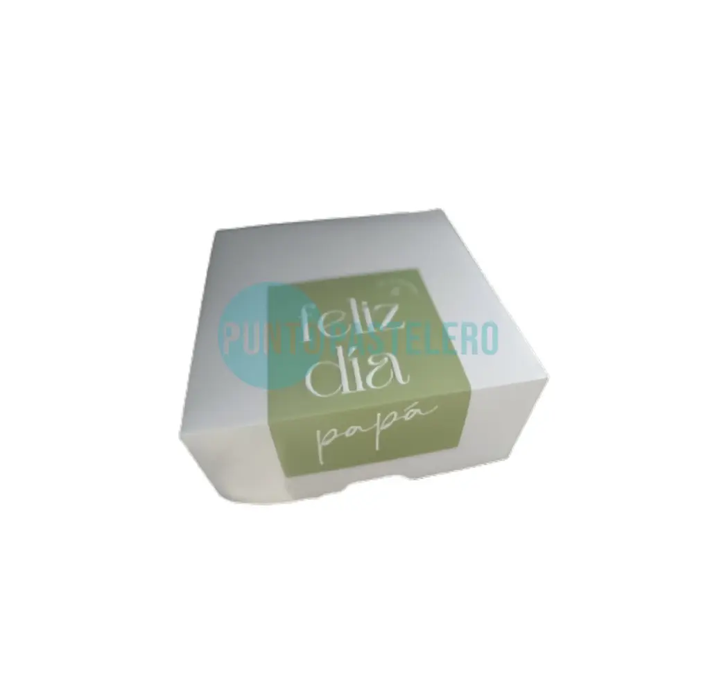 [2932] CAJA FELIZ DIA PAPA BLANCA CON VERDE (20X20X9.5CM)