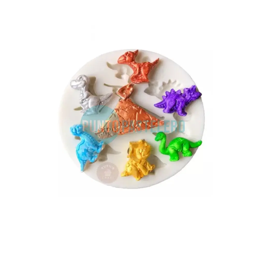 MOLDE DE SILICONA DINOSAURIOS Y VOLCAN [C1]