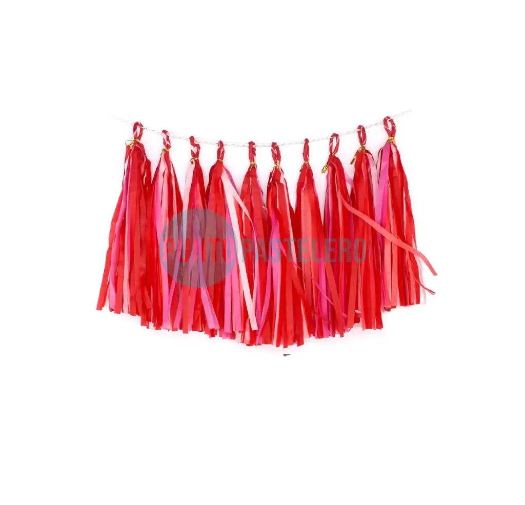 GUIRNALDA 8 BORLAS FLECOS ROJO