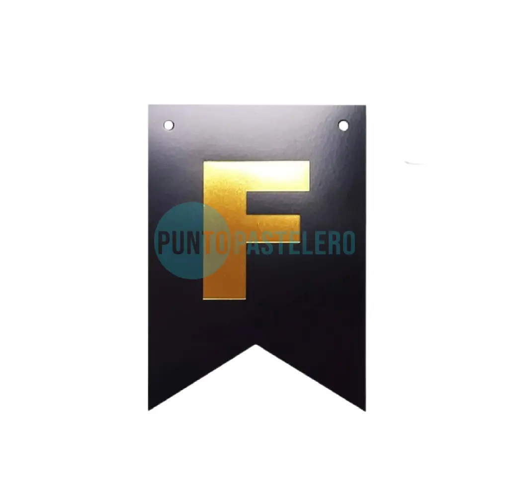 BANDERIN FELIZ CUMPLEAÑOS NEGRO Y DORADO