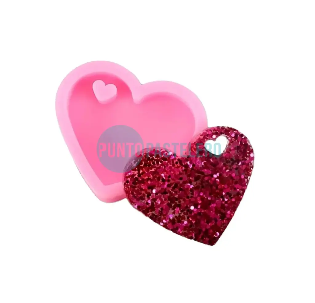 MOLDE SILICONA CORAZON LLAVERO RESINA [C10]