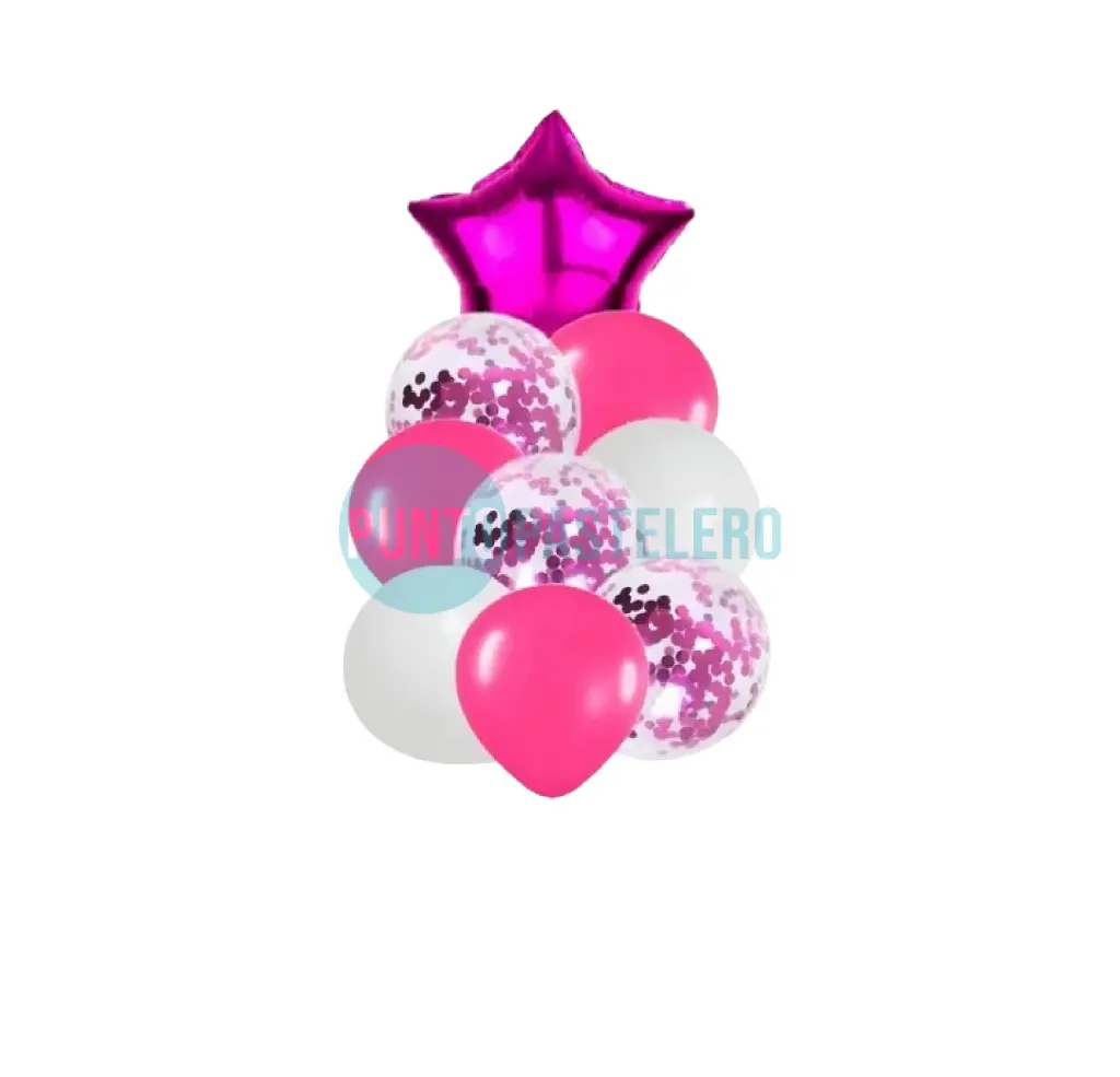 SET DE GLOBOS LATEX-CONFETTI-METALIZADO (9 PZ)