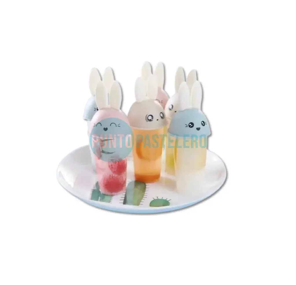 MOLDE PLASTICO PALETA DE HELADO CONEJITOS (X 4 U.)