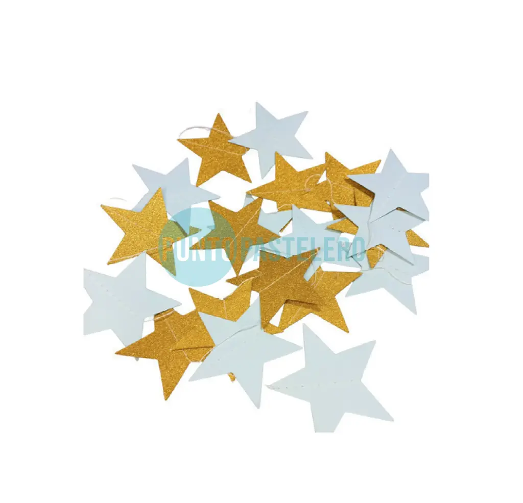 GUIRNALDA ESTRELLAS CELESTE Y DORADO (3 MT.)