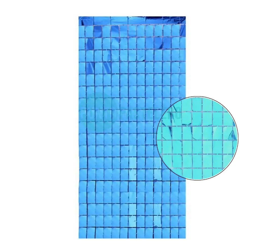 CORTINA METALIZADA BRICK WALL CHICO CELESTE (1 X 2 MT.)