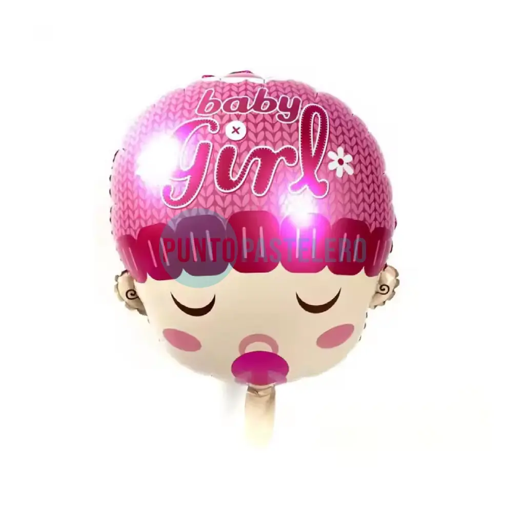 GLOBO METALIZADO CARA DE BEBE "BABY GIRL" ROSA (55 CM) [C2-A1]