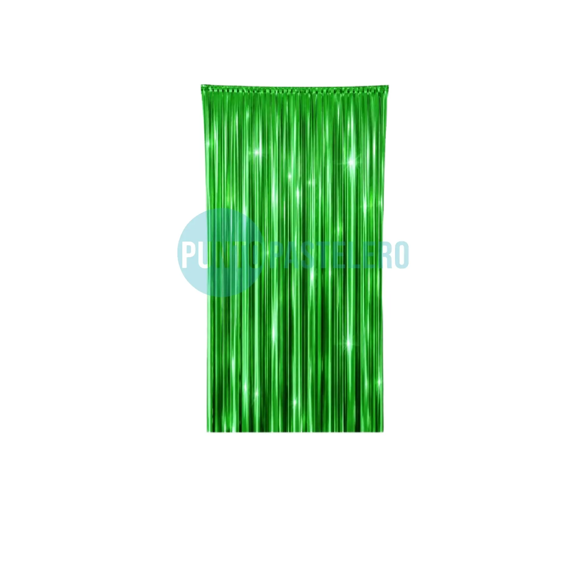 CORTINA SATINADA VERDE FOIL FRINGE (1X2 MT.)