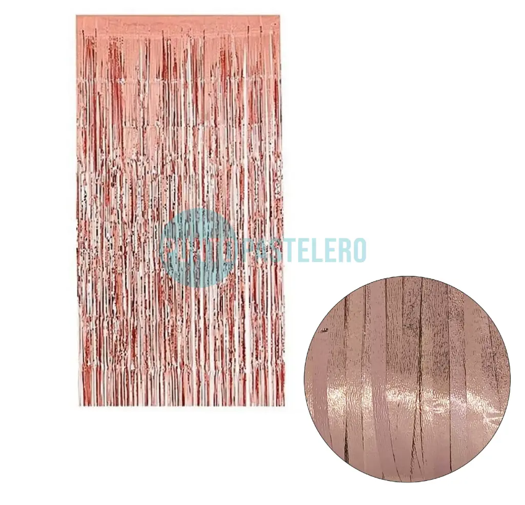CORTINA METALIZADA GIBREADA ROSA GOLD (1 X 2 MT.)