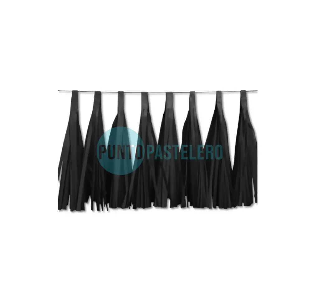 GUIRNALDA 8 BORLAS FLECOS NEGRO