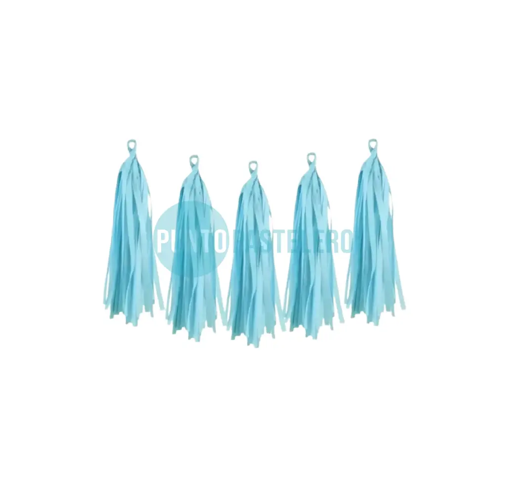 GUIRNALDA 8 BORLAS FLECOS CELESTE