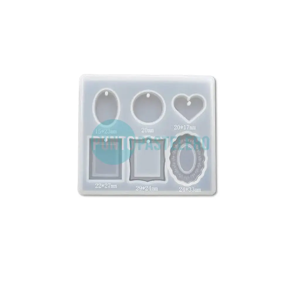 MOLDE DE SILICONA RESINA - CUADRO CON FORMAS PARA JOYAS [C10]