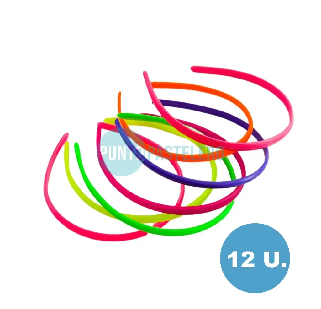 VINCHA PLASTICA COLORES FLUO (PACK X 12 U.)