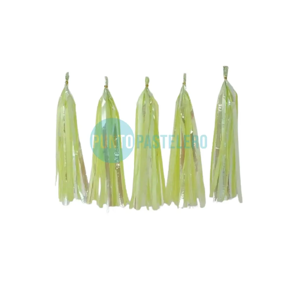 GUIRNALDA 8 BORLAS FLECOS AMARILLO IRIDISCENTE