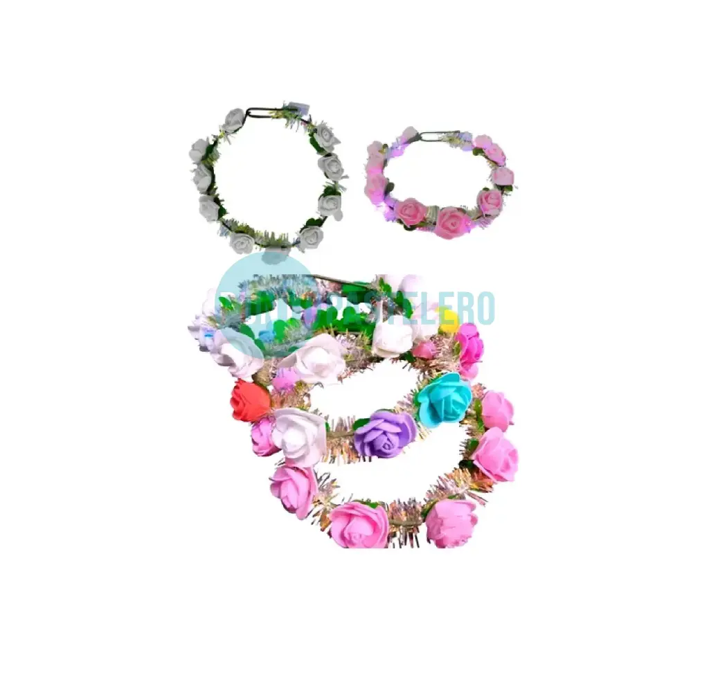 VINCHA LUMINOSA CON FLORES DE GOMA EVA MULTICOLOR