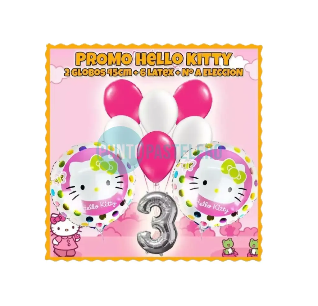 SET GLOBO HELLO KITTY (8 PZ) [CAJON 5]
