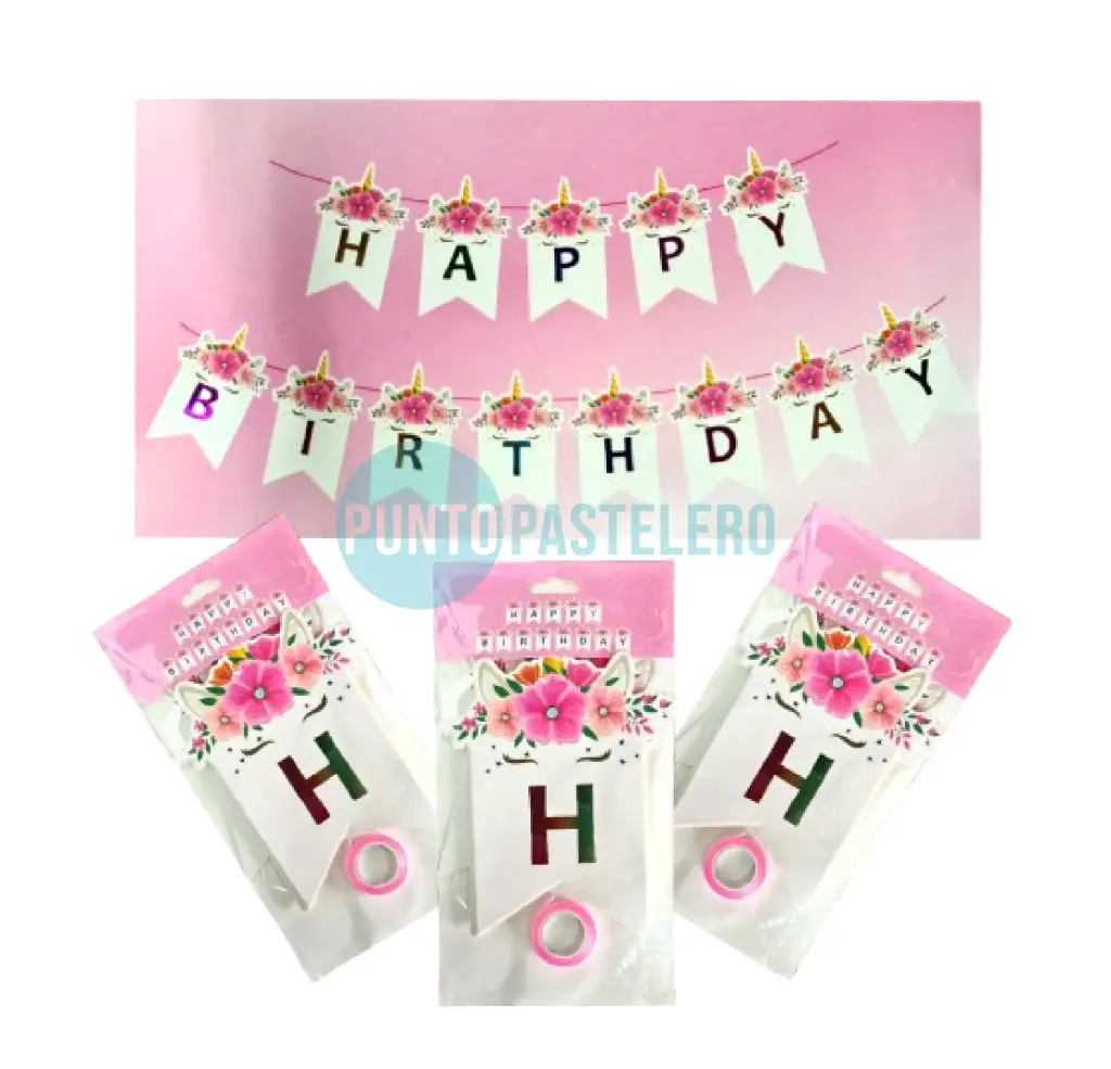 BANDERIN HAPPY BIRTHDAY UNICORNIO