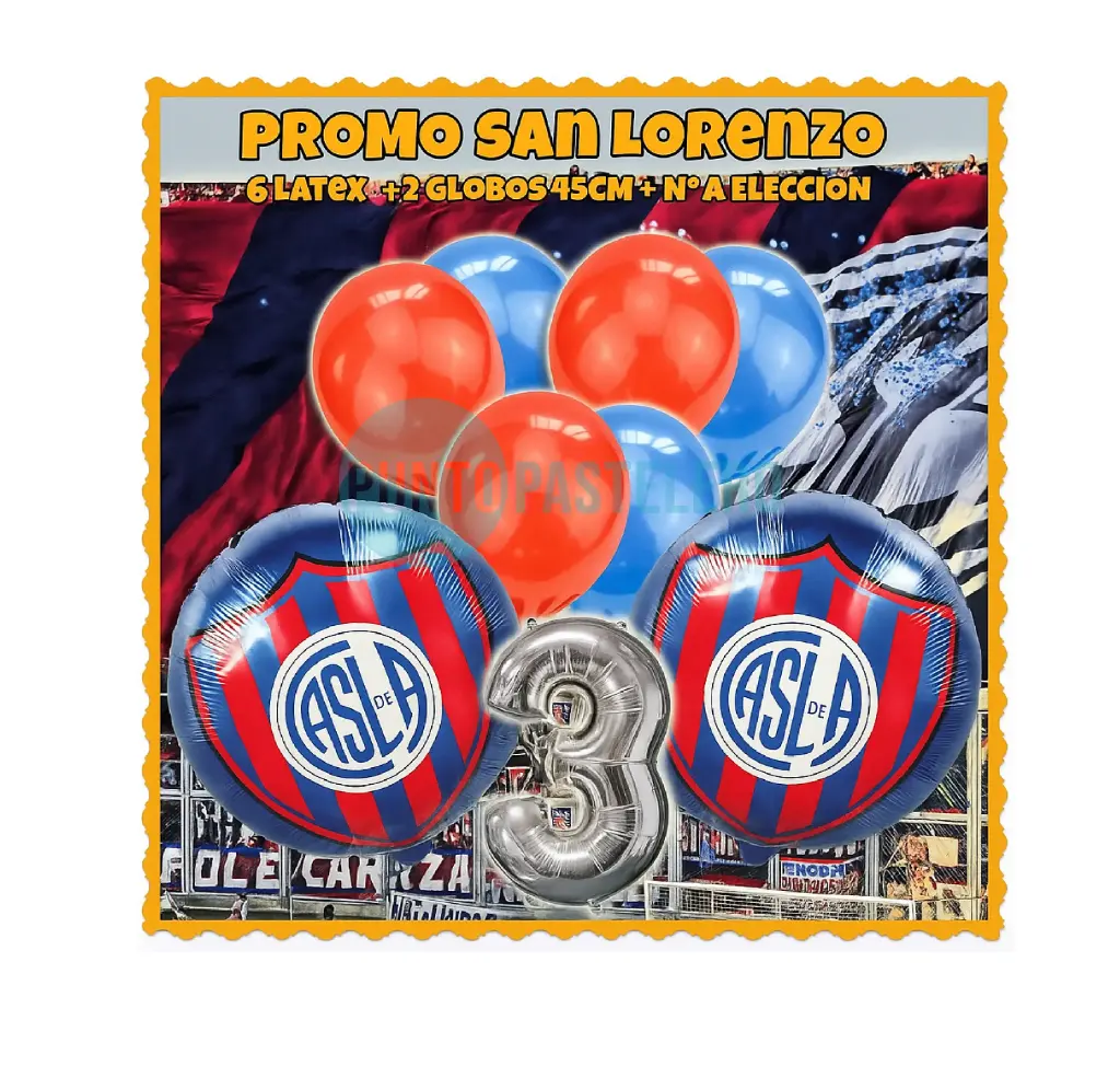 SET DE GLOBOS SAN LORENZO (8 PZ) [CAJON 5]