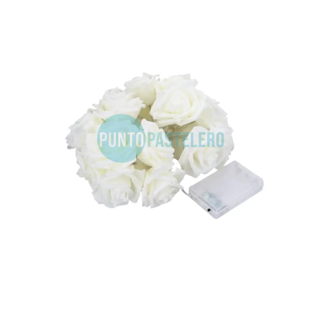 LUZ LED ROSA DE GOMA EVA 10 LUCES (FRIA) (PILA AA)