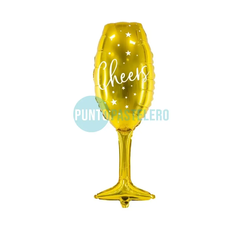 GLOBO METALIZADO COPA DE CHAMPAGNE DORADA (40 CM) [C1-A6]