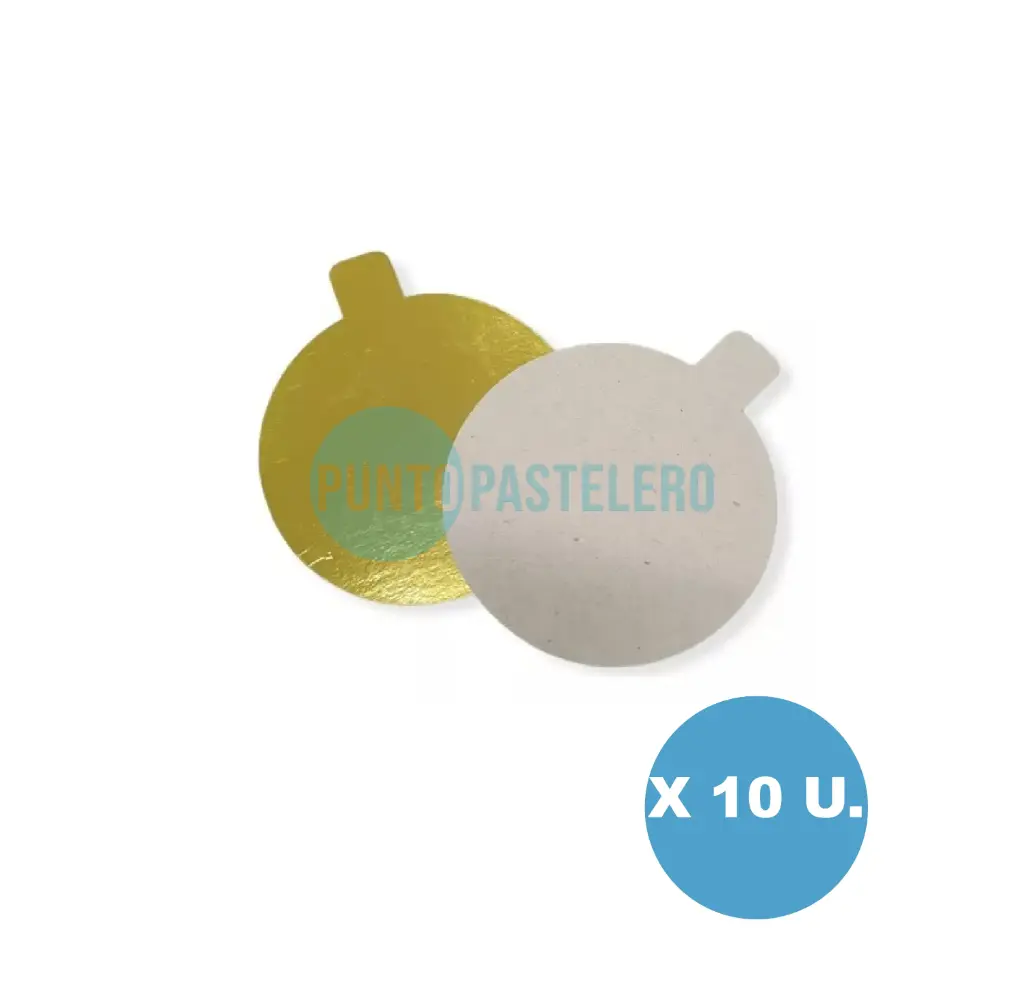 [00108787X10] DISCO DE CARTON LAMINADO DORADO CON PESTAÑA N 10 (X 10 U.)