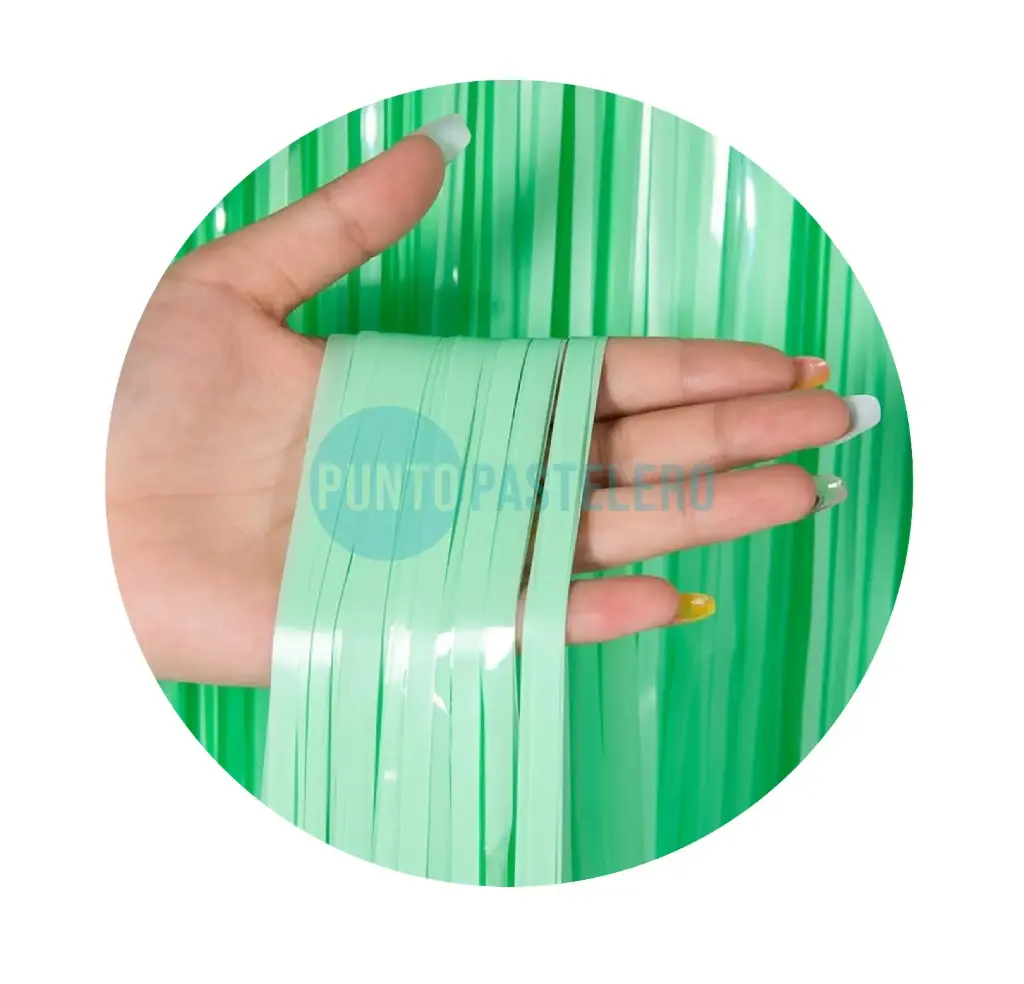 CORTINA VERDE PASTEL FOIL FRINGE (1 X 2 MT.)