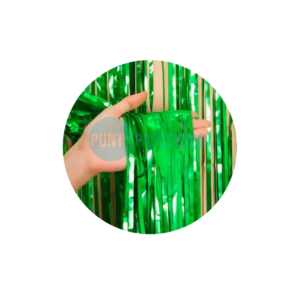 [00110778] CORTINA METALIZADA VERDE FOIL FRINGE (1 X 2 MT.)