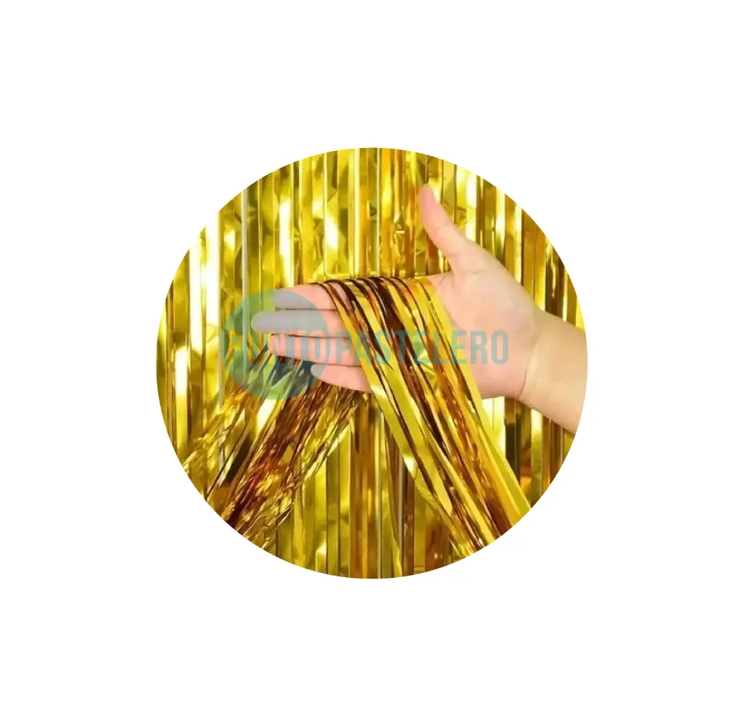 CORTINA METALIZADA TORNASOLADO DORADO FOIL FRINGE (1X2 MT.)