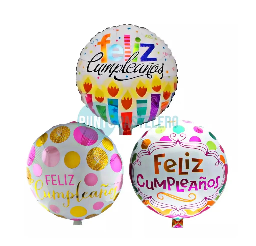 GLOBO METALIZADO FELIZ CUMPLEAÑOS REDONDO (45 CM) [C2-F5]