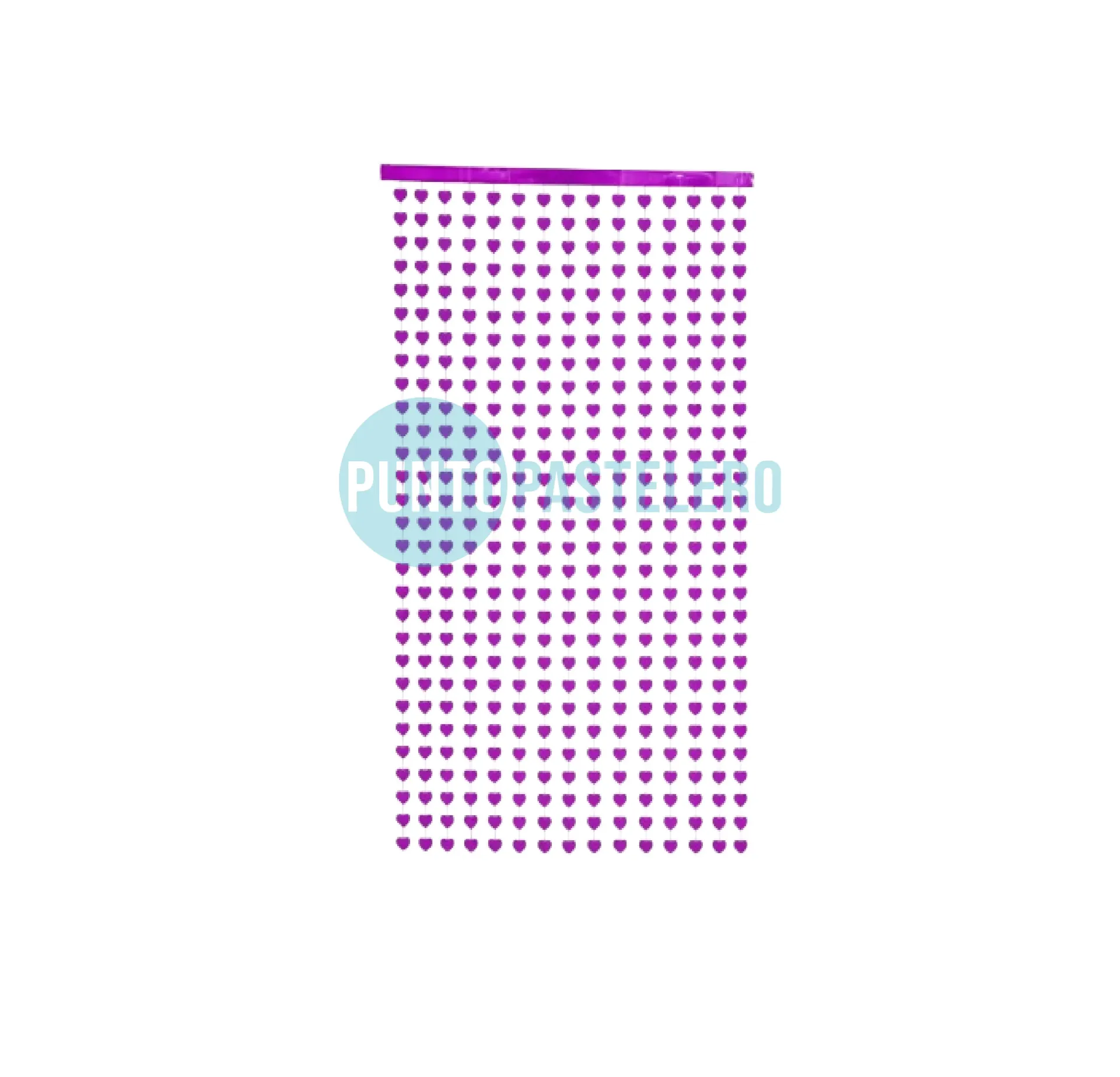 CORTINAS METALIZADAS CORAZONES FUCSIA (2 X 1 MT)