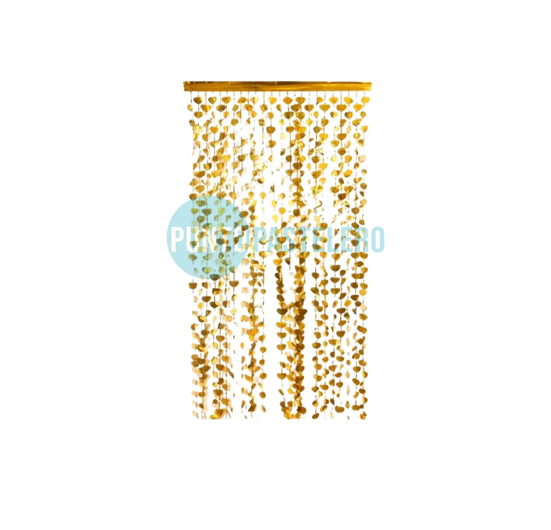 CORTINAS METALIZADAS CORAZONES DORADOS (1 X 2 MT.)