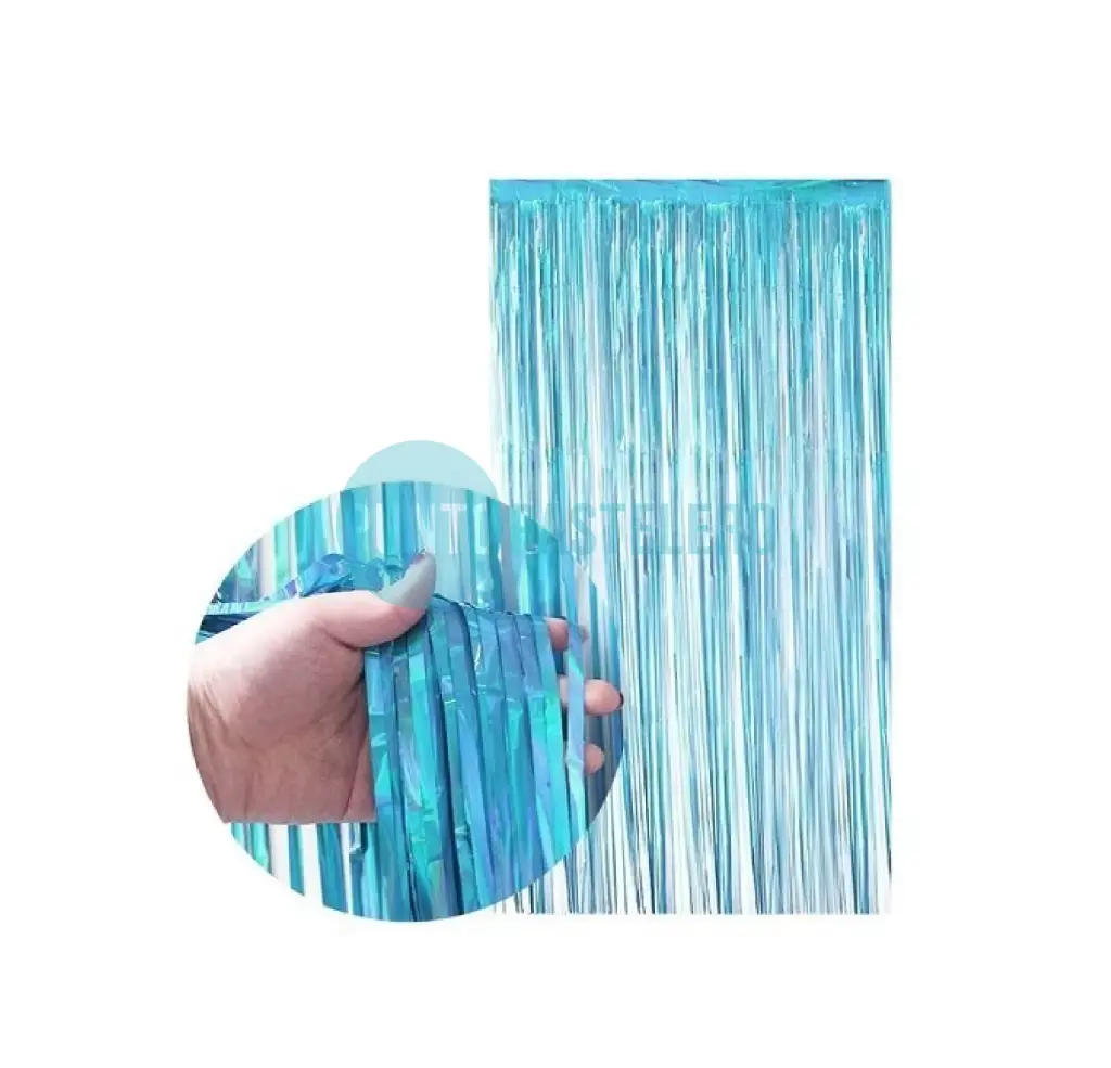 CORTINA METALIZADA CELESTE FOIL FRINGE (1 X 2 MT.)